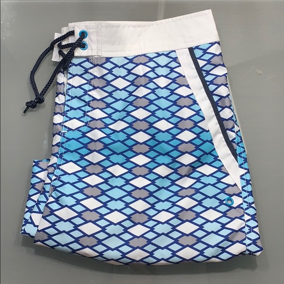 Original Penguin Other - Penguin Geometric Shape Blue Swim Trunks